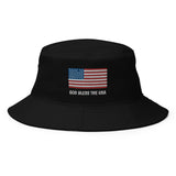 God Bless The USA Embroidered Flag Bucket Hat