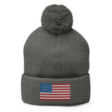 American Flag Pom-Pom Beanie