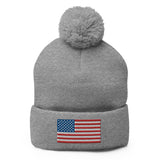 American Flag Pom-Pom Beanie