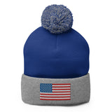 American Flag Pom-Pom Beanie