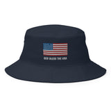 God Bless The USA Embroidered Flag Bucket Hat