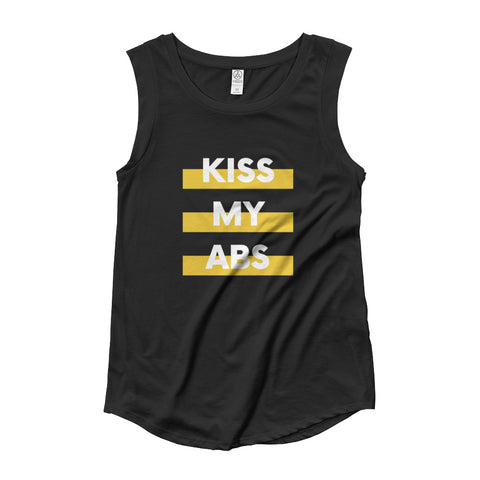 Kiss My Abs Ladies’ Cap Sleeve T-Shirt